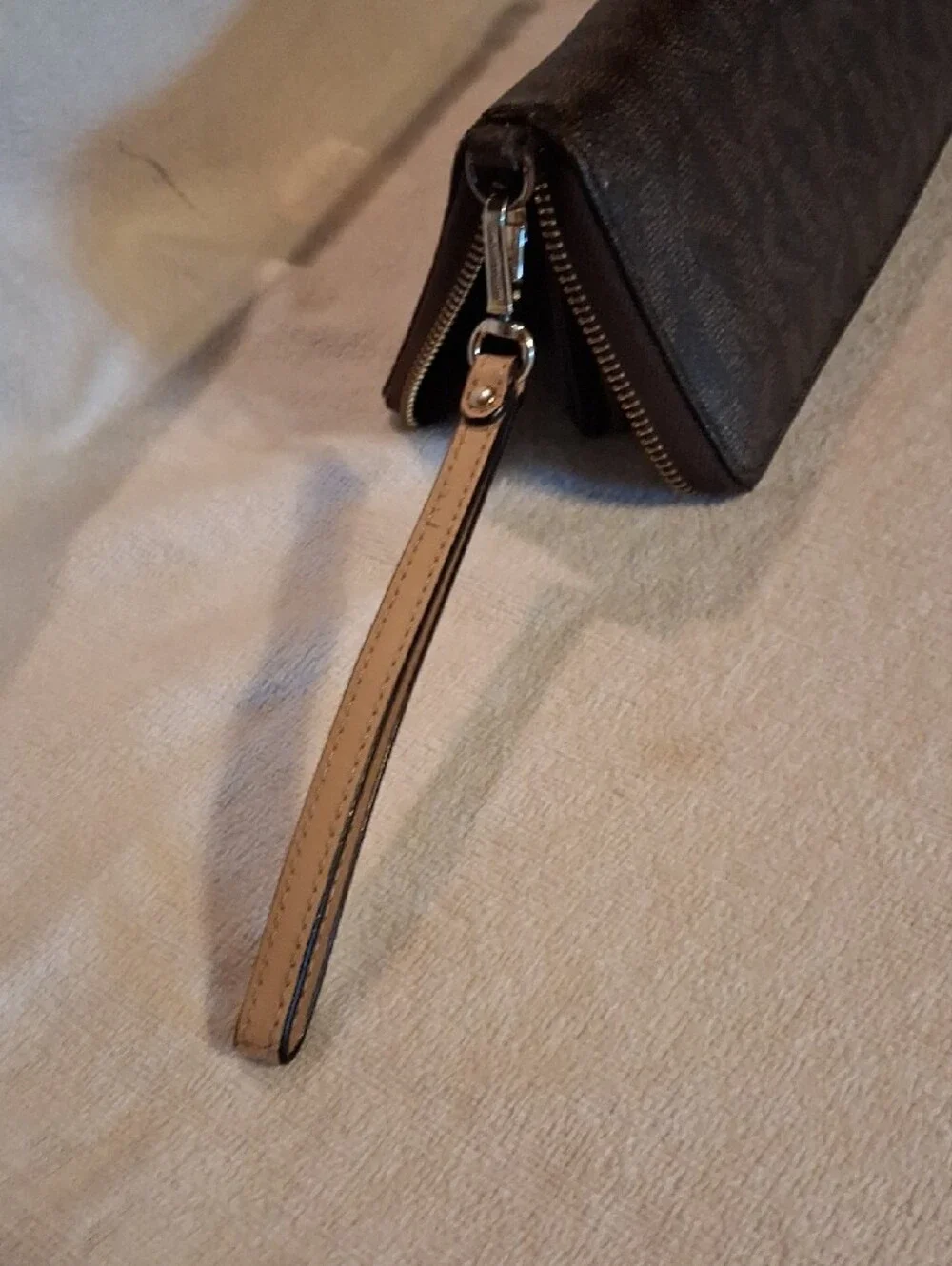 Michael Kors Dark Brown Logo Zip-Around Wristlet Wallet